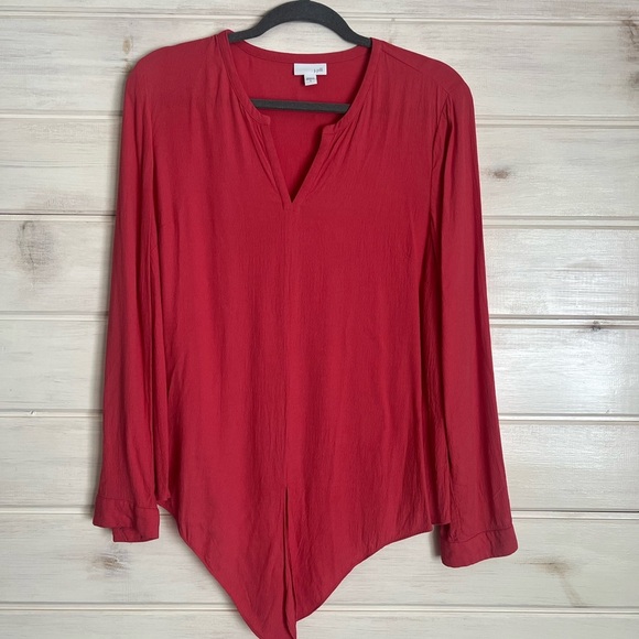 J. Jill Tops - J Jill Women's V Neck Tie Front Long Sleeve Coral Orange Top Size Small